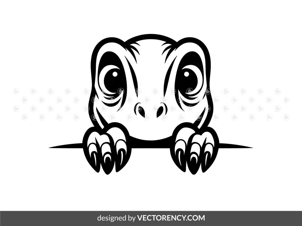 Peeking Velociraptor Dinosaur Vector