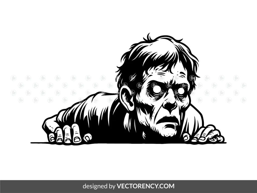 Peeking Adult Zombie Vector SVG PNG