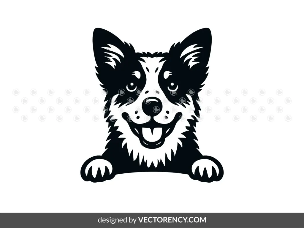 Peeking Australia Cattle Dog Vector