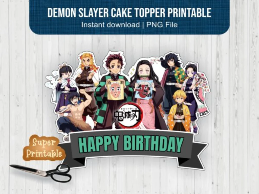 Demon Slayer Cake Topper Printable Instant Download Demon Slayer PNG