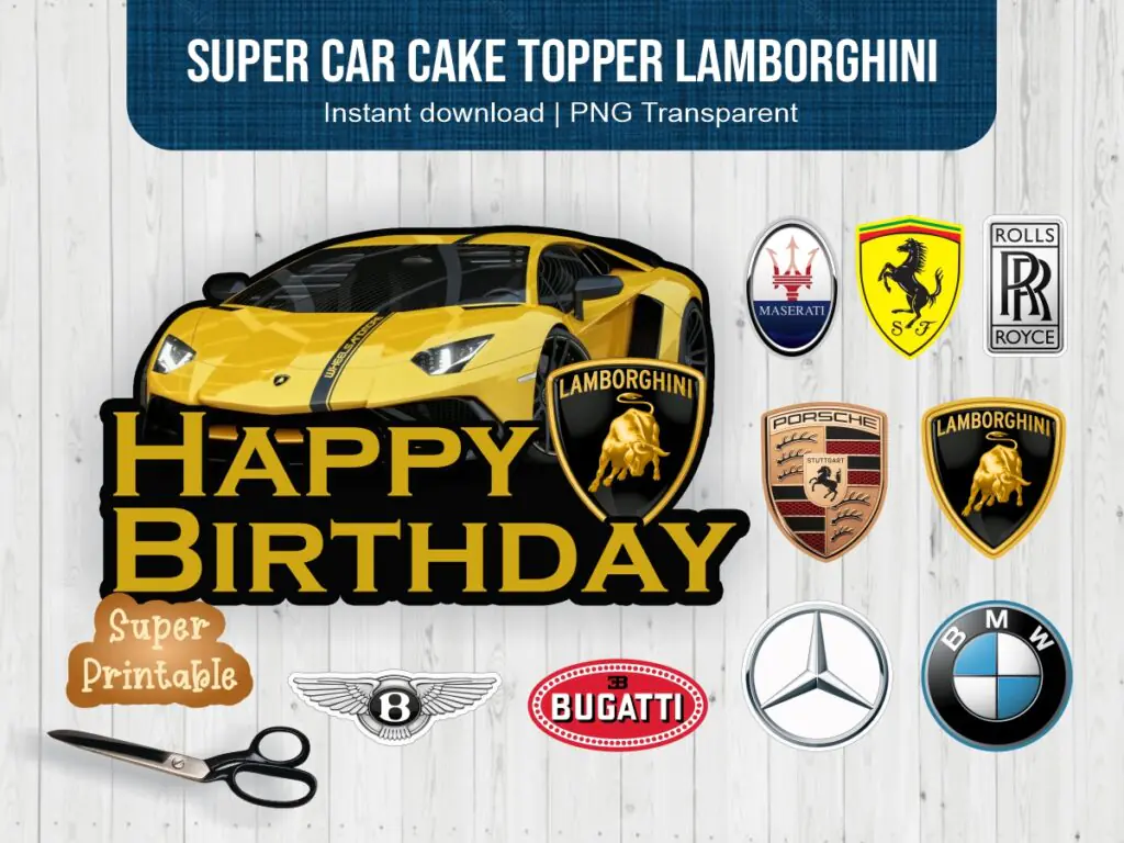 Super Car Cake Topper PNG Download Lamborghini Bugatti BMW