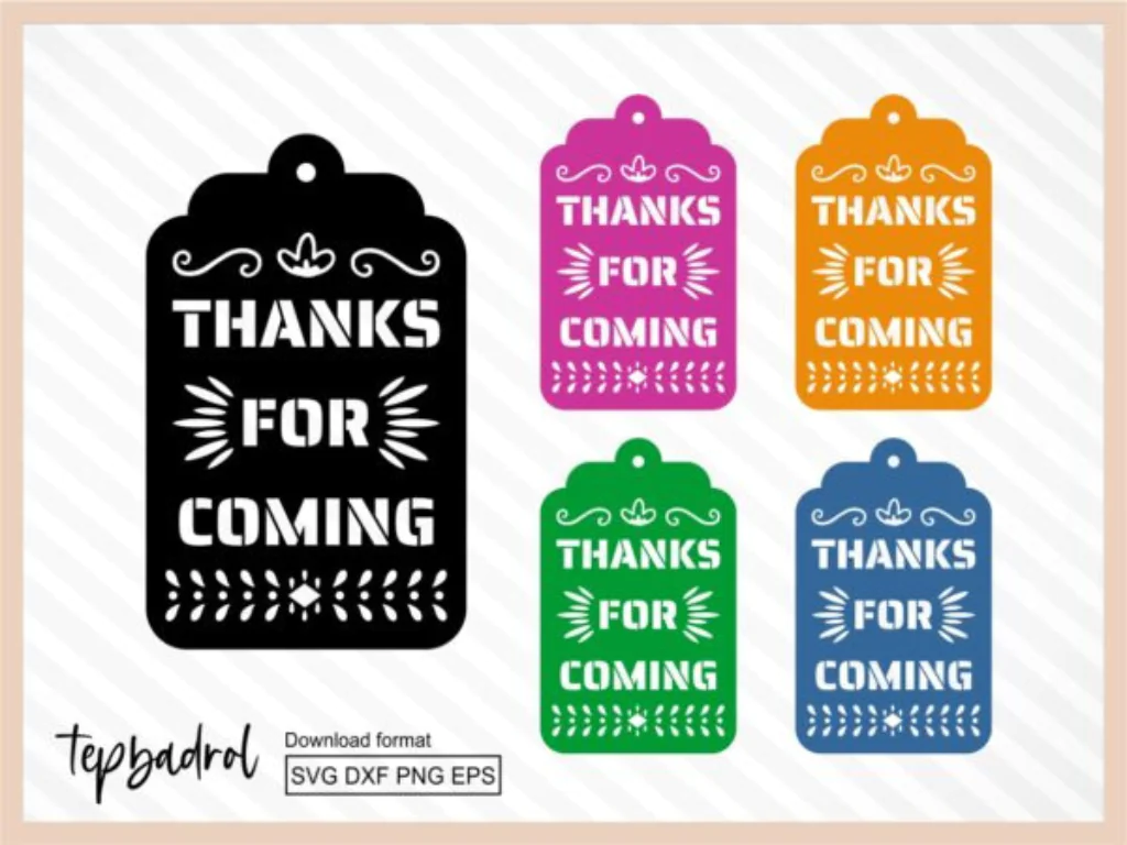 Papel Picado Favor Tags Thanks for Coming SVG DXF PNG EPS Cut File