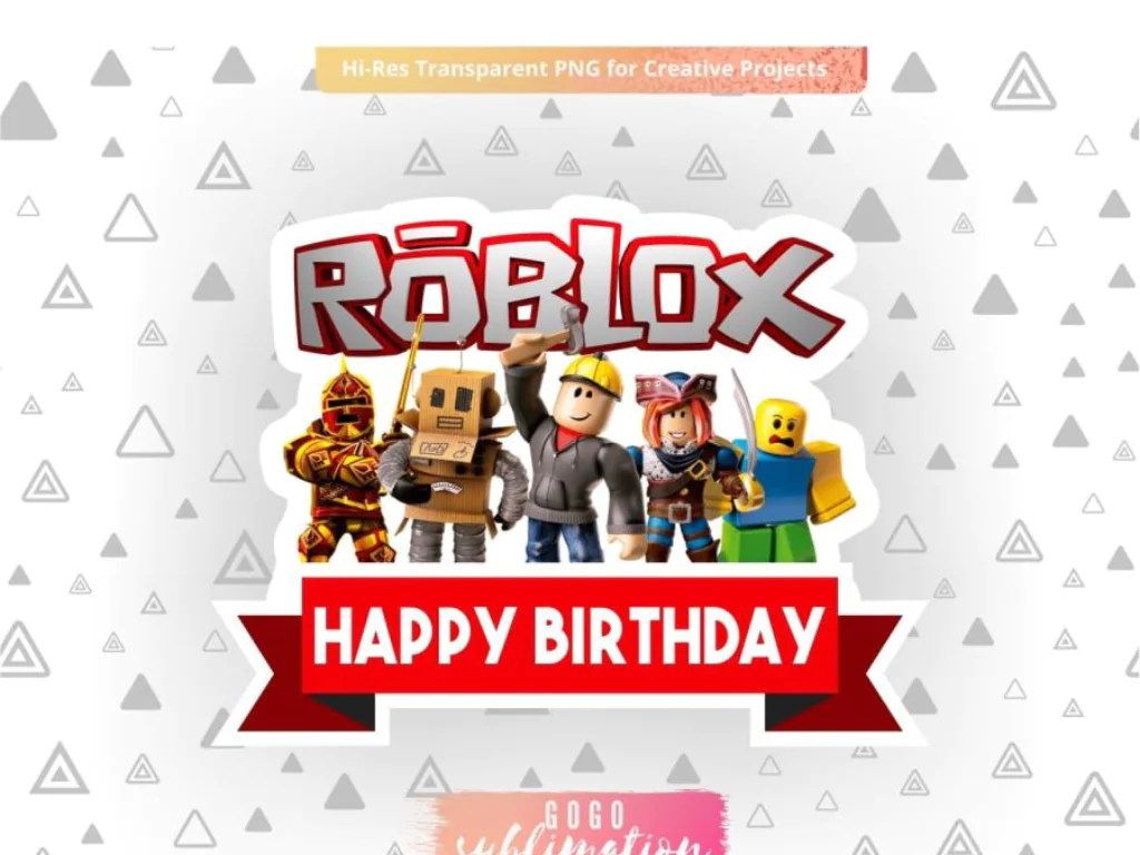 Roblox Happy Birthday Cake Topper PNG Printable