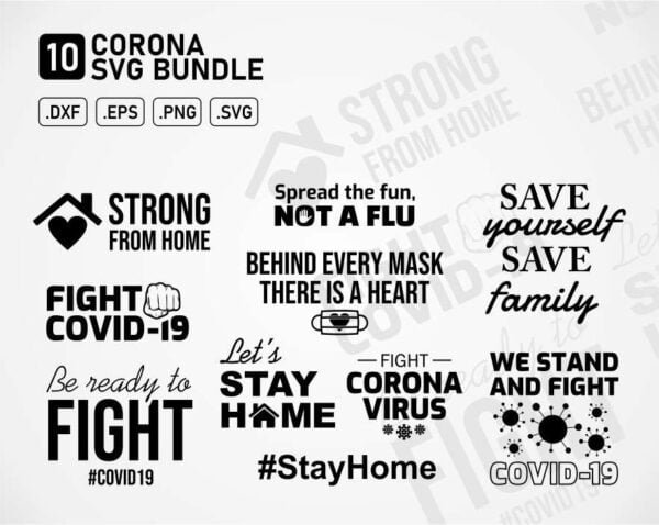 Corona Covid 19 Virus Fight Printable SVG Cut File DXF PNG