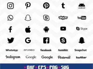 Social Media Icon Bundle SVG Cut File Instagram Facebook