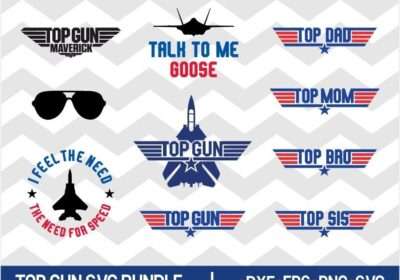 Top Gun SVG Bundle Top Mom Dad Maverick