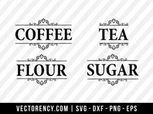 Flour, Sugar, Coffee, Tea SVG Bundle Cut File