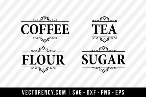 Flour, Sugar, Coffee, Tea SVG Bundle Cut File