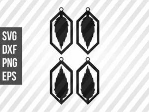 Diamond Earrings Leaf SVG Template Cut File