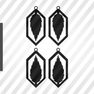 Diamond Earrings Leaf SVG Template Cut File