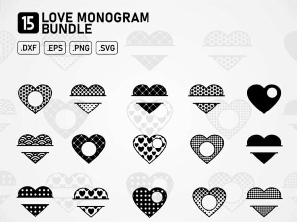 love monogram svg bundle Vectorency Love Monogram Bundle SVG Cut File