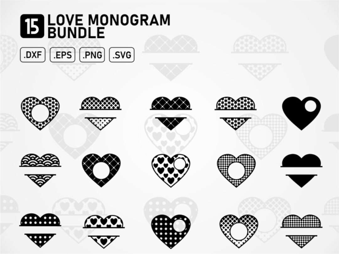 Download Love Monogram Bundle SVG Cut File | Vectorency