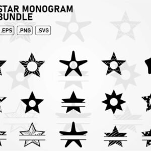 star monogram bundle svg cut file cricut silhouette cameo