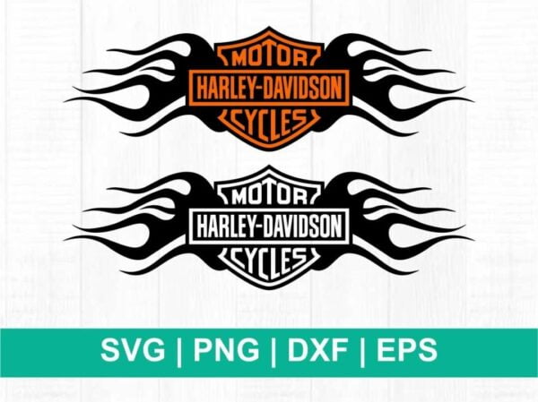 harley davidson with fire logo svg