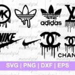 Brand Logo Drip SVG adidas lv chanel mk nike dripping