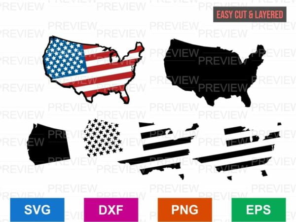 american flag map cut file