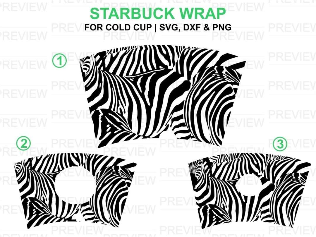 Download Zebra Starbuck Cups Svg Template Vectorency