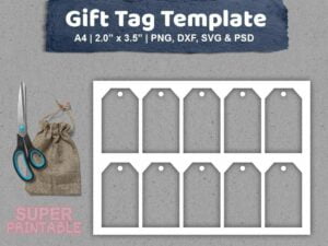 gift tag template svg printable PSD DXF PNG