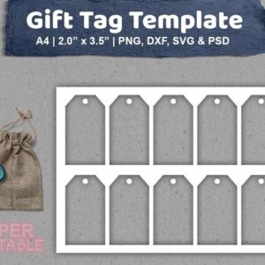 gift tag template svg printable PSD DXF PNG