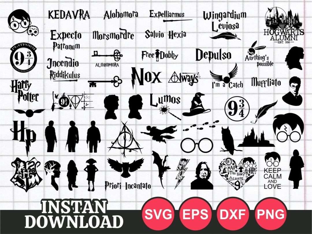 Harry Potter Svg Clipart Digital Vector Cutting File Logo Svg Dxf Fcm