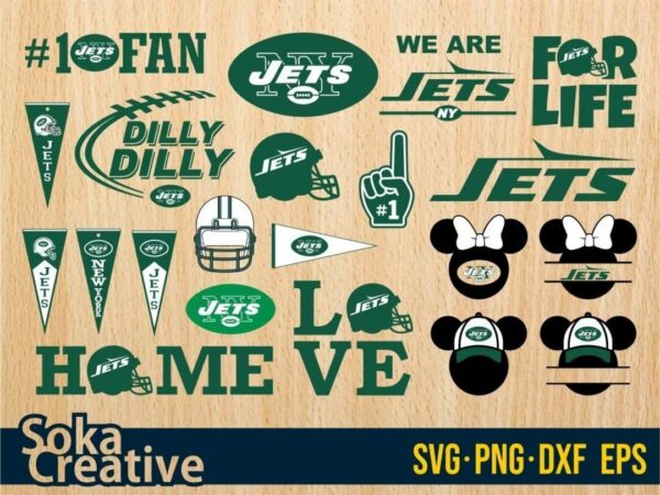 New York Jets SVG Bundle Silhouette Cameo DXF PNG EPS Vector