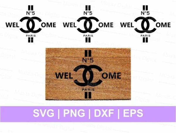 WELCOME chanel No5 Paris doormat svg Vectorency Doormat SVG Welcome Inspired Chanel