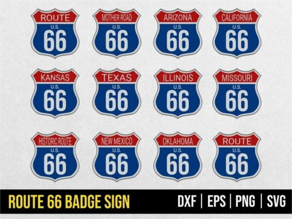 route 66 badge sign svg vector