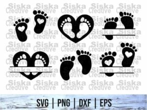 Baby Feet SVG Monogram Bundle Cricut File