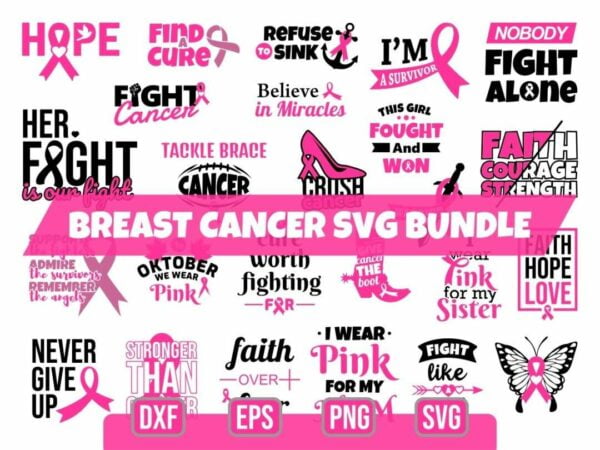 Breast cancer svg bundle cut file