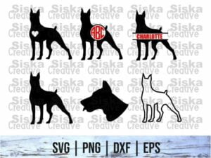 Dog Doberman Monogram SVG Cut File