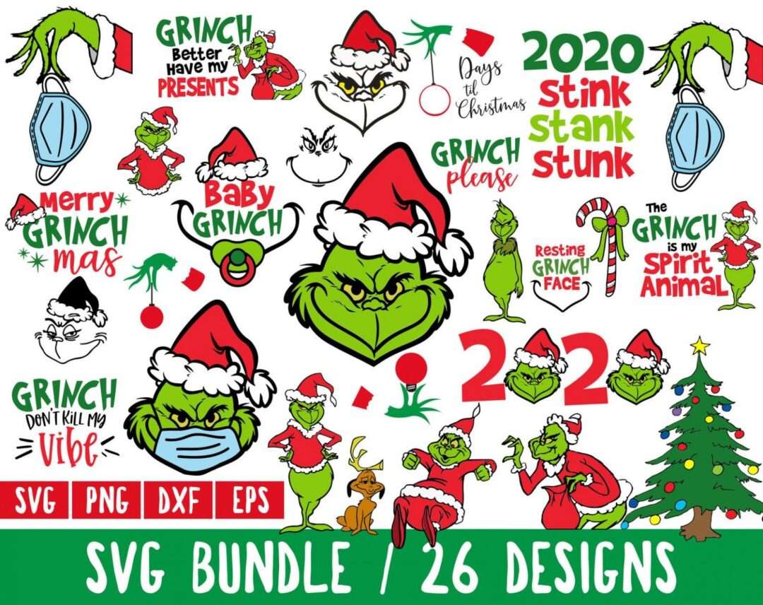 Grinch SVG Bundle, Christmas SVG, Resting Grinch Face, Christmas SVG ...