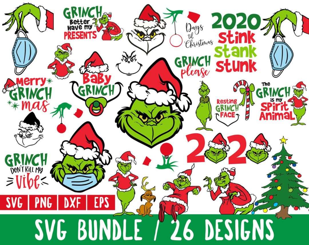 Grinch SVG Bundle, Christmas SVG, Resting Grinch Face, Christmas SVG