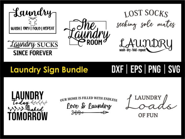 Laundry Sign Bundle 3 1 Vectorency Laundry Sign Bundle