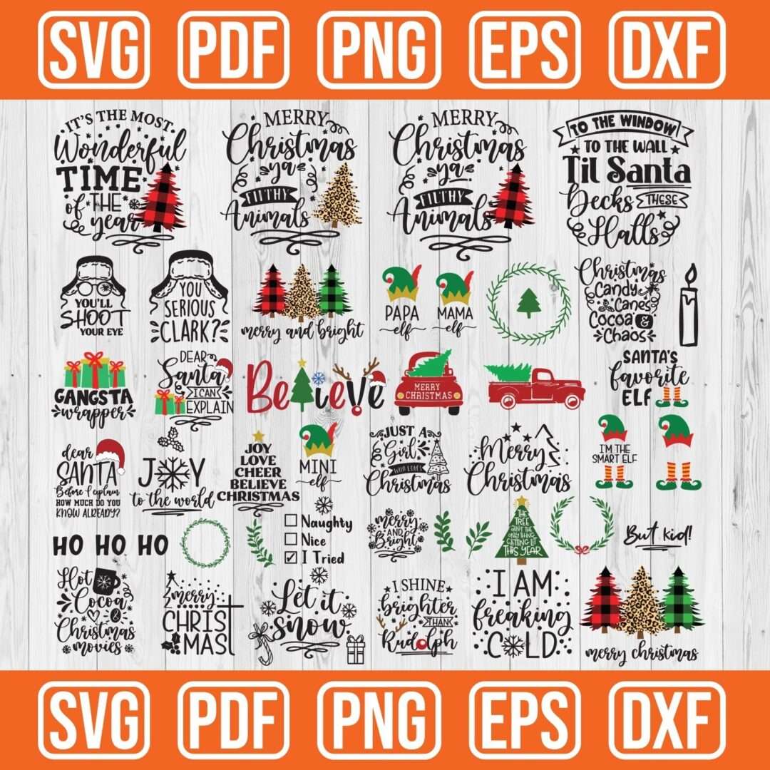 Download 30 Christmas Svg Christmas Svg Bundle Christmas Cut Files Winter Svg Christmas For Shirts Buffalo Plaid Christmas Cricut Vectorency