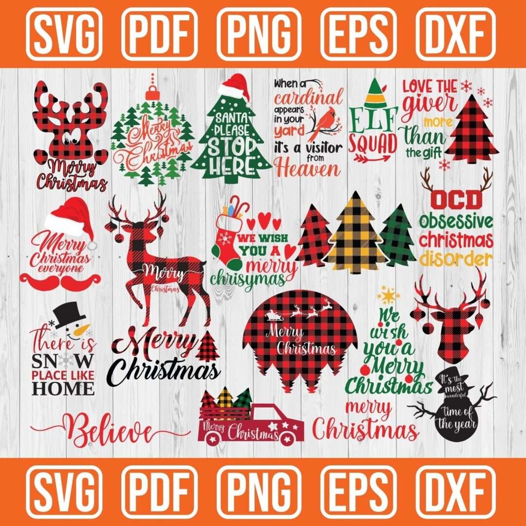 Download Christmas Svg Christmas Svg Bundle Christmas Cut Files Winter Svg Christmas For Shirts Buffalo Plaid Christmas Cricut Vectorency
