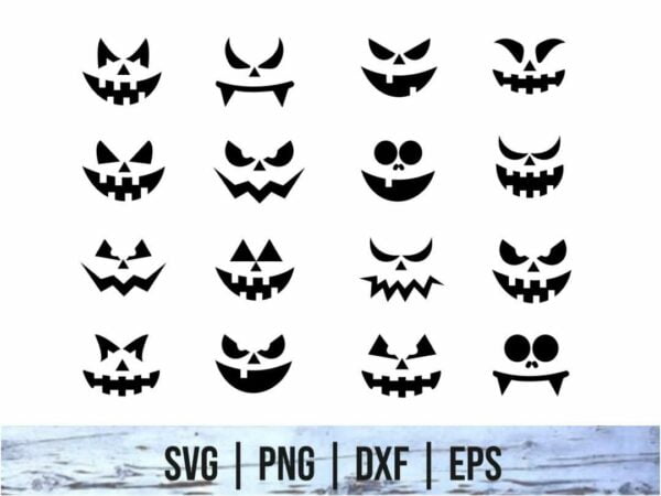 Scary Halloween Pumpkin Faces SVG Bundle