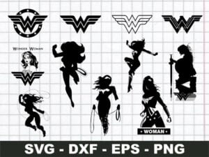 Wonder Woman Silhouette SVG Bundle Cricut File