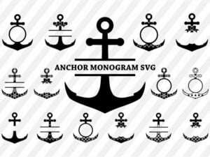 anchor svg monogram cut file vector