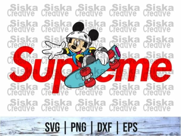 supreme disney mickey svg png eps dxf Vectorency Supreme Disney Mickey Skateboard