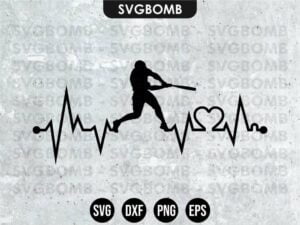 Baseball Love Heart Beat SVG Cricut File