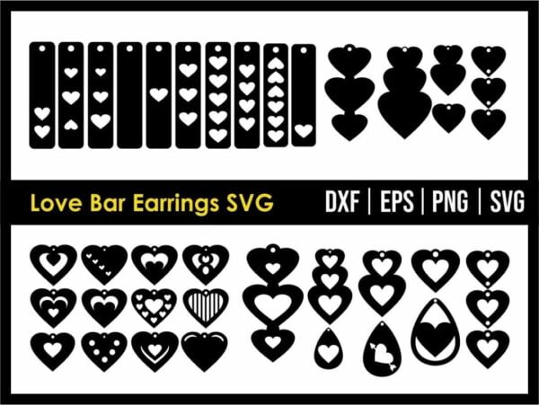 Love Bar Earrings SVG Cricut File vector