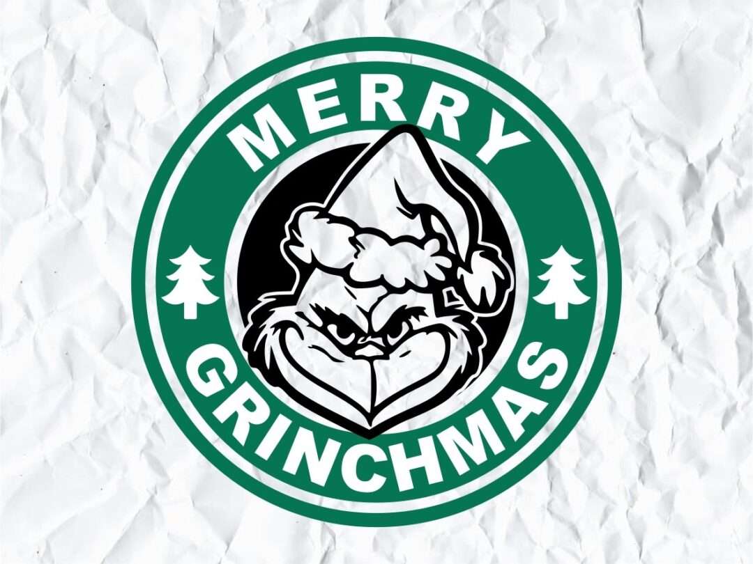 Merry Grinchmas Starbucks cup with grinch face