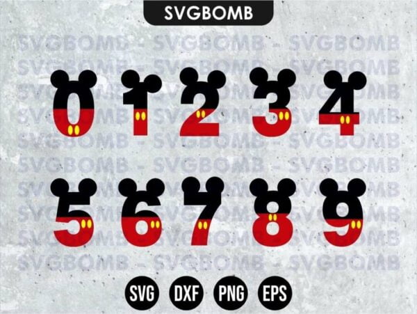 Mickey Mouse Number SVG Cricut File
