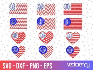 US Flag Monogram SVG Cricut File