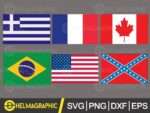 FLAG USA, BRAZIL, PRANCE, GREECE, CANADA, REBEL