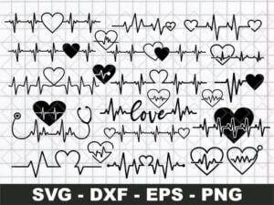 Heartbeat Valentine's SVG Cut File png transparent