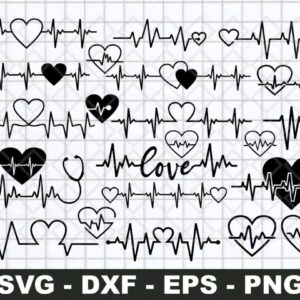 Heartbeat Valentine's SVG Cut File png transparent