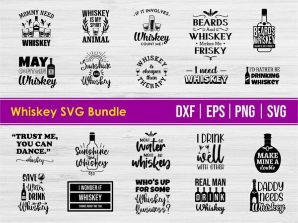 Whiskey SVG Bundle Cut File PNG Transparent