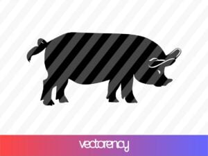 Black Silhouette Pig SVG