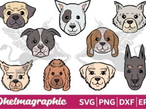 Dog Head Face Bundle SVG EPS PNG DXF